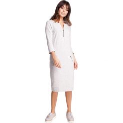 DANIELA Sukienka z zamkami - stracciatella. Szare sukienki damskie marki BE, do pracy, s, bez wzorów, biznesowe, bez kołnierzyka, bez rękawów, midi. Za 179,90 zł.