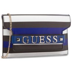 Guess Kopertówka Wielokolorowa. Szare kopertówki damskie Guess, w paski, z kolorowym paskiem. Za 449,00 zł.