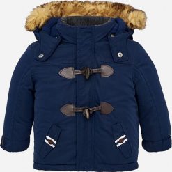 Mayoral - Kurtka dziecięca 74-98 cm. Niebieskie kurtki chłopięce Mayoral, bez wzorów, z poliesteru, krótkie, z kapturem. W wyprzedaży za 119,90 zł.