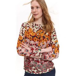 TKANINOWA BLUZKA DAMSKA W KWIATOWY WZÓR. Brązowe bluzki damskie Top Secret, w kwiaty, z tkaniny, eleganckie, z okrągłym kołnierzem, z długim rękawem. W wyprzedaży za 89,99 zł.