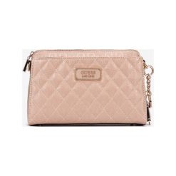 Guess Lola Glossy Logo Cross body bag Różowy. Różowe torebki klasyczne damskie Guess, w paski, z poliesteru, bez dodatków. Za 488,95 zł.
