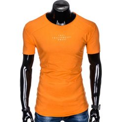 T-SHIRT MĘSKI Z NADRUKIEM S950 - POMARAŃCZOWY. Brązowe t-shirty męskie z nadrukiem marki Ombre Clothing, m. Za 29,00 zł.