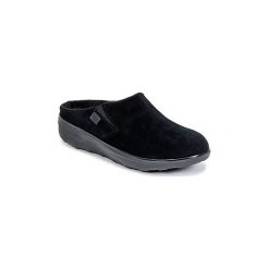 Klapki FitFlop LOAFF SUEDE CLOG. Czarne klapki damskie marki FitFlop, bez wzorów, bez obcasa. Za 391,20 zł.