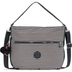 Torebka "Fenna" w kolorze granatowo-kremowym - 31 x 37 x 9,5 cm. Białe torebki klasyczne damskie marki Kipling, w paski, z materiału. W wyprzedaży za 159,95 zł.