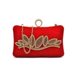 Torebki klasyczne damskie: Torebka w kolorze czerwonym ze wzorem – (S)13 x (W)20 x (G)4 cm
