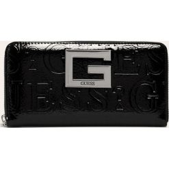 Guess Jeans - Portfel. Czarne portfele damskie Guess Jeans, z aplikacjami, z jeansu. Za 289,90 zł.