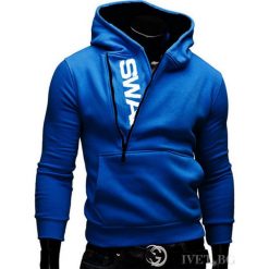 Bluza męska SWAG BLUE. Niebieskie bluzy męskie Bluza męska SWAG BLUE, xl, bez wzorów, bez kołnierzyka, bez rękawów, bez kaptura. W wyprzedaży za 49,00 zł.