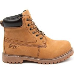 Trzewiki młodzieżowe DK. Brązowa buty trekkingowe damskie DK, ze skóry, młodzieżowe, na niskim obcasie, na sznurówki. Za 259,00 zł.
