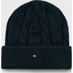 Tommy Hilfiger - Czapka. Czarne czapki zimowe męskie marki TOMMY HILFIGER, z bawełny. Za 159,90 zł.