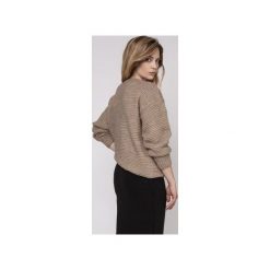 Sweter z fakturą, SWE160 mocca MKM. Brązowe swetry klasyczne damskie Mkm swetry, l, z dzianiny, z dekoltem w łódkę. Za 118,00 zł.