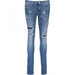 Dżinsy "Luz" - Skinny fit - w kolorze niebieskim. Niebieskie rurki damskie Replay, z aplikacjami. W wyprzedaży za 282,95 zł.