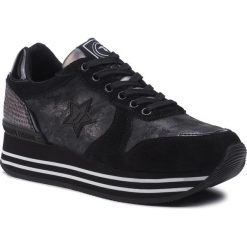 Sneakersy TRUSSARDI JEANS - 79A00439 K299. Czarne półbuty damskie Trussardi Jeans, na co dzień, bez wzorów, z jeansu, bez obcasa, na koturnie, bez zapięcia. Za 649,00 zł.