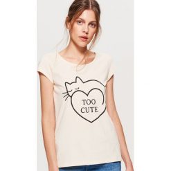 T-shirty damskie: Koszulka z nadrukiem - Kremowy