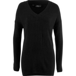 Swetry oversize damskie: Sweter oversize z głębokim dekoltem w serek bonprix czarny