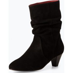 Buffalo - Skórzane botki damskie, czarny. Czarne botki damskie marki Buffalo, bez obcasa, bez zapięcia. Za 449,95 zł.