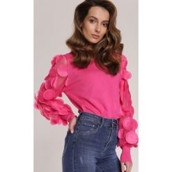 Fuksjowa Bluzka Hensley. Różowe bluzki damskie Renee, s, bez wzorów, z dzianiny, eleganckie, bez rękawów, bez kaptura. Za 119,99 zł.