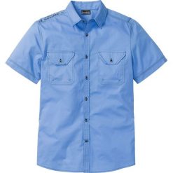Koszula z krótkim rękawem Slim Fit bonprix niebieski. Niebieskie koszule męskie bonprix, xl, z nadrukiem. Za 84,99 zł.