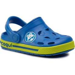 Klapki COQUI - Froggy 8801 Royal/Citrus. Niebieskie sandały chłopięce Coqui, z tworzywa sztucznego, bez zapięcia. W wyprzedaży za 59,99 zł.