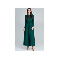 Sukienka604 Zielony. Zielone sukienki damskie FIGL, na co dzień, m, bez wzorów, eleganckie, bez kołnierzyka, z długim rękawem, długie, maxi. Za 176,00 zł.