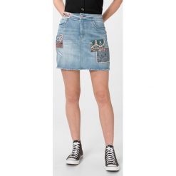Desigual Boho Spódnica Niebieski. Niebieskie spódniczki damskie Desigual, z haftami, z elastanu, boho. Za 395,95 zł.