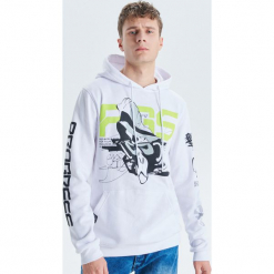 Bluza z kapturem - Biały. Białe bluzy męskie Cropp, s, bez wzorów, z kapturem, bez rękawów, z kapturem. Za 119,99 zł.