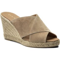 Espadryle EVA MINGE - Bejar 3B 18MJ1372385ES 203. Brązowe espadryle damskie Eva Minge, w paski, ze skóry, bez obcasa, na koturnie. W wyprzedaży za 229,00 zł.