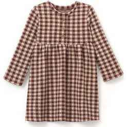 Sukienka w kratę 1-36 m-cy. Szare sukienki niemowlęce marki La Redoute Collections, z elastanu, z długim rękawem, długie, maxi. Za 52,46 zł.