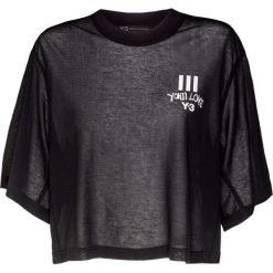 Top Y-3. Czarne bluzki damskie Y-3, z nadrukiem, z bawełny, z okrągłym kołnierzem, bez rękawów. Za 580,00 zł.