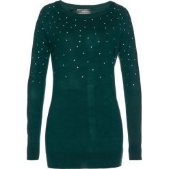 Sweter bonprix głęboki zielony. Zielone swetry klasyczne damskie bonprix, z materiału. Za 54,99 zł.