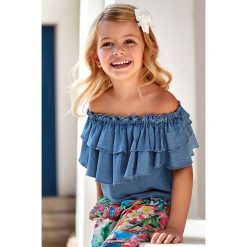 Mayoral - Bluzka dziecięca 92-134 cm. Niebieskie bluzki dziewczęce Mayoral, bez wzorów, z bawełny, bez kołnierzyka, bez rękawów, bez kaptura. Za 115,90 zł.