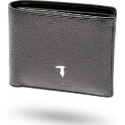 PORTFEL trussardi jeans. Czarne portfele męskie Trussardi Jeans, bez wzorów, z jeansu. Za 379,00 zł.