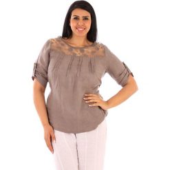T-shirty damskie: Lniana koszulka „Majorque” w kolorze szarobrązowym
