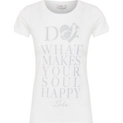 T-shirt DEHA EASY. Białe bluzki damskie Deha, z nadrukiem, z bawełny, z okrągłym kołnierzem. Za 210,00 zł.
