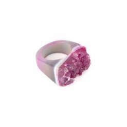 InspiRING Druza Agatu Rubinowa rozmiar 15. Różowe pierścionki damskie Brazi druse jewelry, z agatem. Za 270,00 zł.