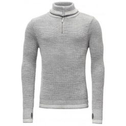 Devold Sweter Randers Zip Neck Grey Mel./Offwhite Xl. Szare swetry klasyczne męskie Devold, m, z dzianiny, z klasycznym kołnierzykiem. Za 495,00 zł.