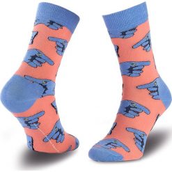Skarpetki męskie: Skarpety Wysokie Unisex HAPPY SOCKS – BEA01-3000 Niebieski Różowy