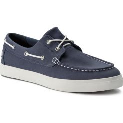 Mokasyny TIMBERLAND - Union Wharf 2 Eye Boat Ox TB0A1XEU4321 Dark Blue Canvas. Niebieskie mokasyny męskie Timberland, na co dzień, bez wzorów, z tworzywa sztucznego, bez zapięcia. W wyprzedaży za 189,00 zł.