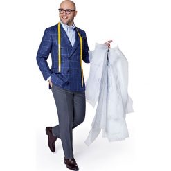 Marynarka Niebieska w Kratę MR. Dandy. Niebieskie marynarki męskie wizytowe marki LANCERTO, m, z wełny. W wyprzedaży za 499,00 zł.