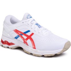 Buty ASICS - Gel-Kayano 26 1012A654 White/Classic Red 100. Białe buty sportowe damskie Asics, bez wzorów, z tworzywa sztucznego, sportowe, do biegania, asics gel kayano. W wyprzedaży za 489,00 zł.