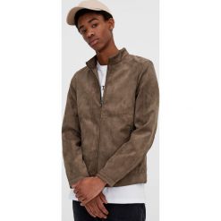 Kurtka biker z zamszowym efektem. Niebieskie kurtki męskie marki Pull & Bear, m, ze skóry. Za 69,90 zł.