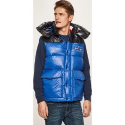 Tommy Hilfiger - Bezrękawnik. Niebieskie płaszcze męskie TOMMY HILFIGER, s, bez wzorów, z elastanu, z kapturem. Za 1199,00 zł.