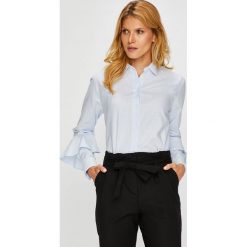 Tommy Hilfiger - Koszula. Niebieskie bluzki damskie TOMMY HILFIGER, na co dzień, w paski, z bawełny, casualowe, bez kołnierzyka, z długim rękawem. W wyprzedaży za 319,90 zł.