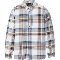 Koszula flanelowa z długim rękawem bonprix naturalno-niebieski w kratę. Brązowe koszule męskie bonprix, m, z bawełny. Za 74,99 zł.