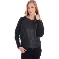 Bluzka - 13-16536A NER. Czarne bluzki asymetryczne Unisono, l, z bawełny, eleganckie, z asymetrycznym kołnierzem. Za 39,00 zł.
