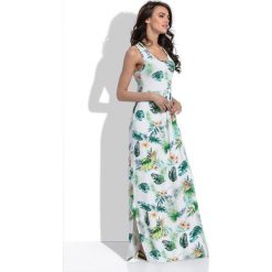 Sukienka letnia maxi w kwiaty. Sukienki damskie e-margeritka.pl, na lato, s, w kwiaty, z wiskozy, z okrągłym kołnierzem, z krótkim rękawem, krótkie, mini. Za 144,99 zł.