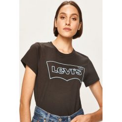 Levi's - T-shirt. Czarne bluzki damskie Levi's®, s, z aplikacjami, z bawełny, z okrągłym kołnierzem. W wyprzedaży za 59,90 zł.
