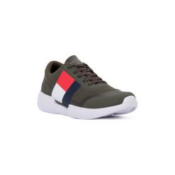 Buty Tommy Hilfiger 010 MODER RUNNER. Zielone trampki męskie TOMMY HILFIGER, bez wzorów, bez zapięcia. Za 440,09 zł.