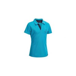 Koszulka polo PL500 Mesh turku. Niebieskie koszulki polo marki FOUGANZA, z meshu, z krótkim rękawem. W wyprzedaży za 34,99 zł.