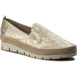 Espadryle AEROS - F170-Lu Oro. Żółte espadryle damskie Aeros, bez wzorów, ze skóry, bez obcasa, na płaskiej podeszwie. W wyprzedaży za 109,00 zł.