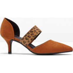Czółenka bonprix koniakowy w cętki leoparda. Pomarańczowe czółenka damskie bonprix, bez wzorów, bez obcasa. Za 84,99 zł.